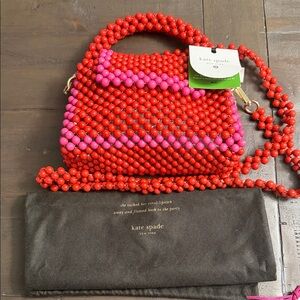 Kate Spade Vibrant Red and Pink Beaded Crossbody Mini Bag